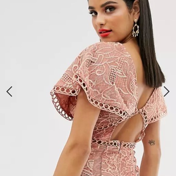 NWT ASOS DESIGN Tall Flutter Sleeve Midi Dress - Picture 3 of 7